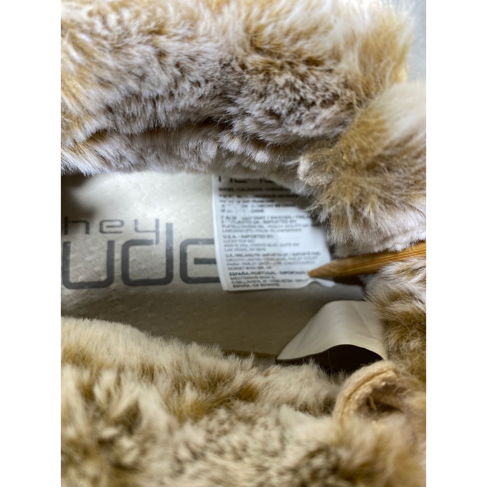 Hey Dude Britt Boho Leo Silver Faux Fur Lined Ankle Boots Cream Womens 8 EU 39